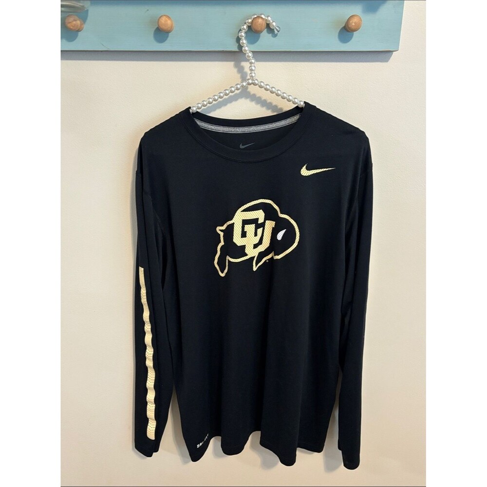 NIKE COLORADO BUFFALOES BLACK LONG SLEEVE T SHIRT dri-fit size large